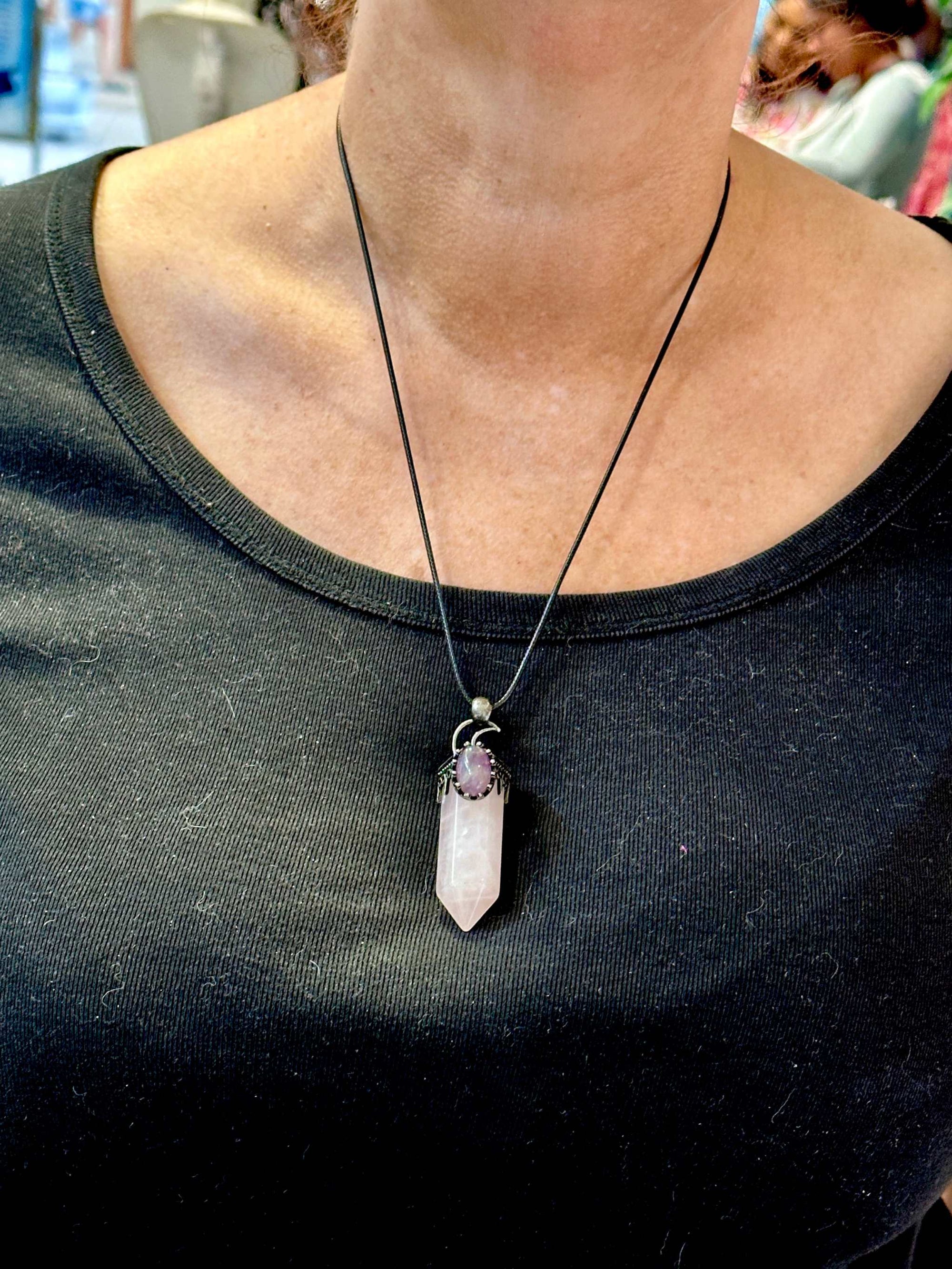 Moon Queen Rose Quartz Pendulum Necklace