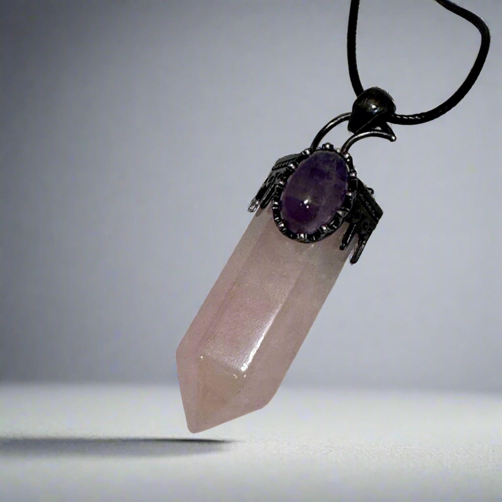 Moon Queen Rose Quartz Pendulum Necklace