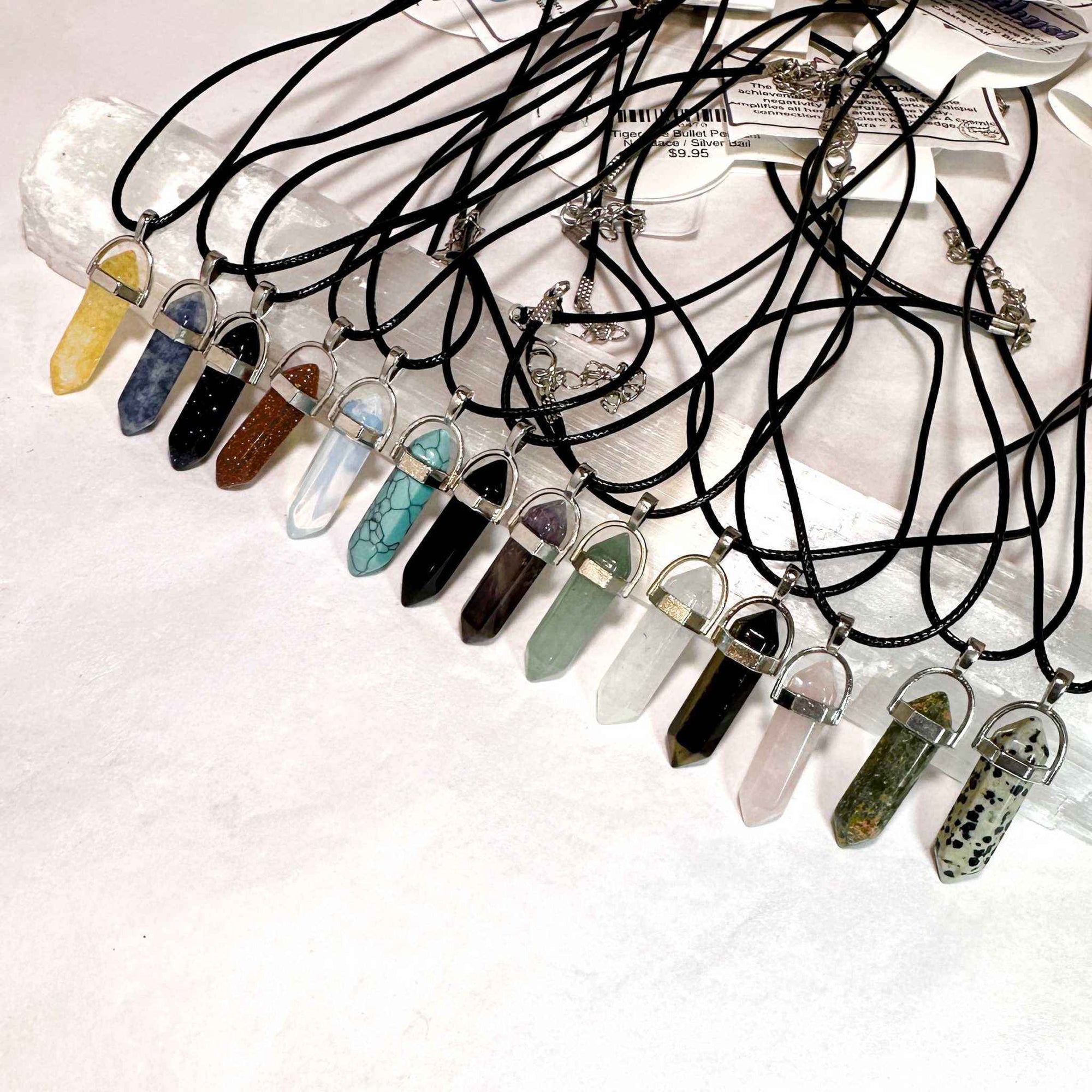 Black Agate Bullet Point Necklace
