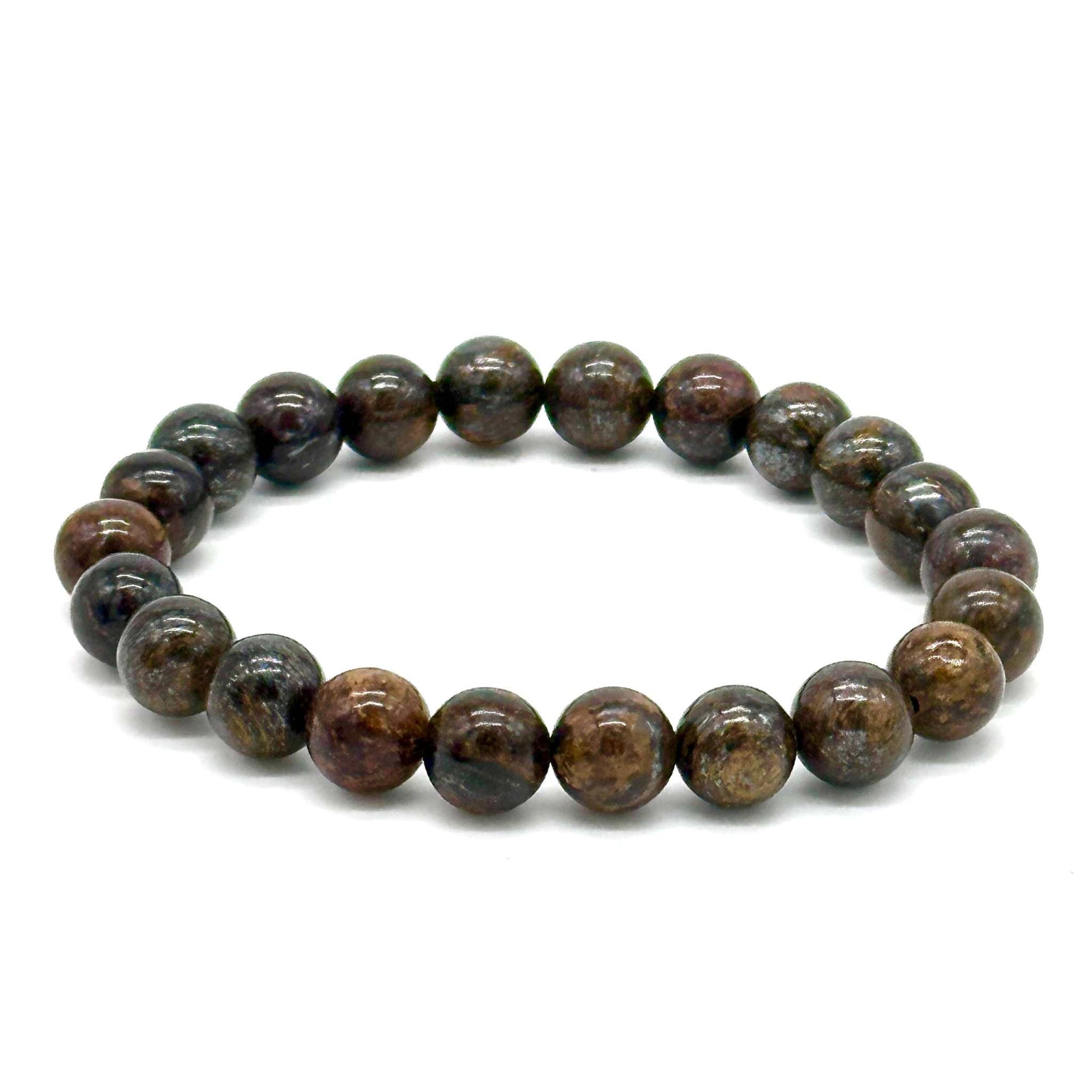 Bronzite round bead stretch bracelet for grounding and protection, available in multiple sizes.