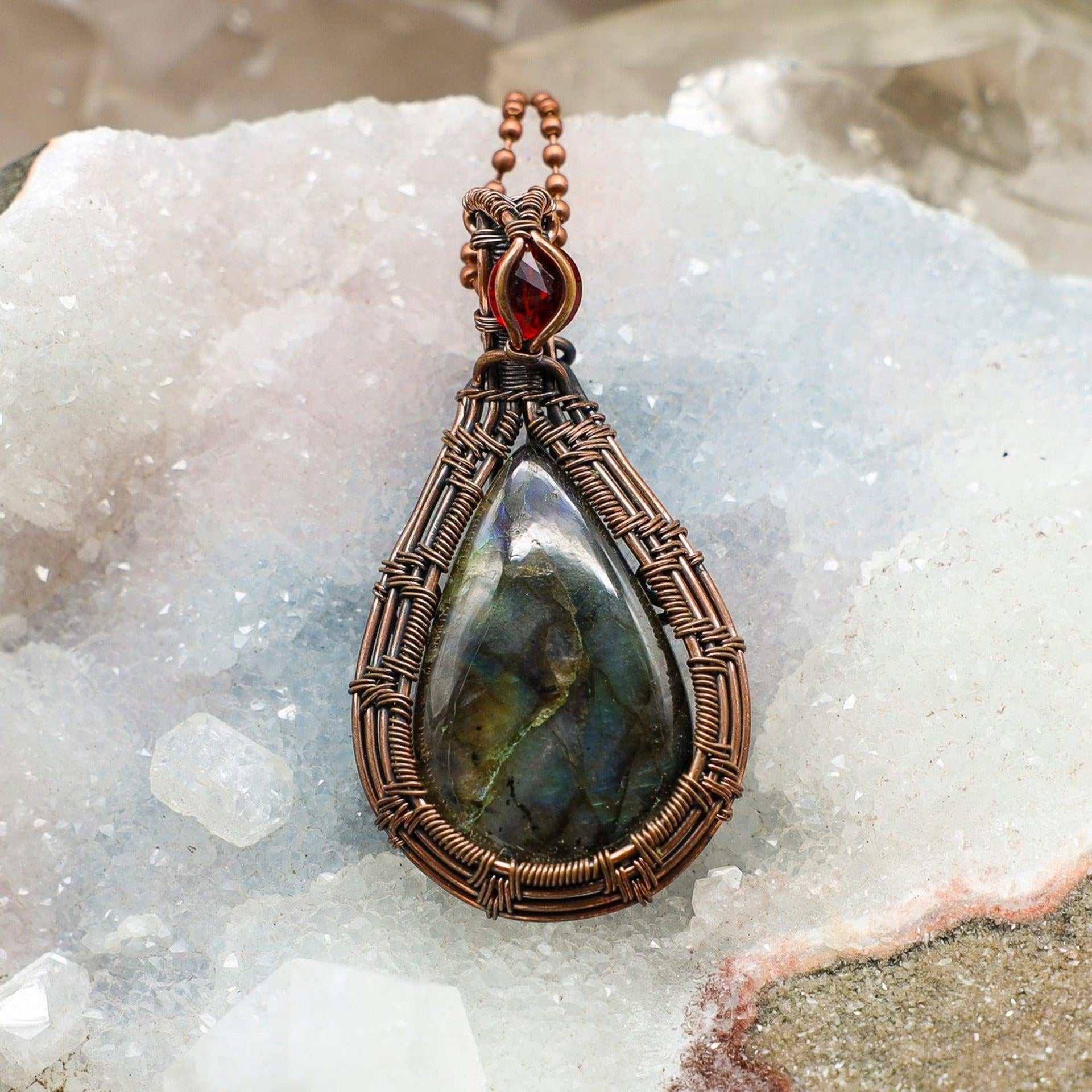 Labradorite Wire Wrap Crystal Pendant