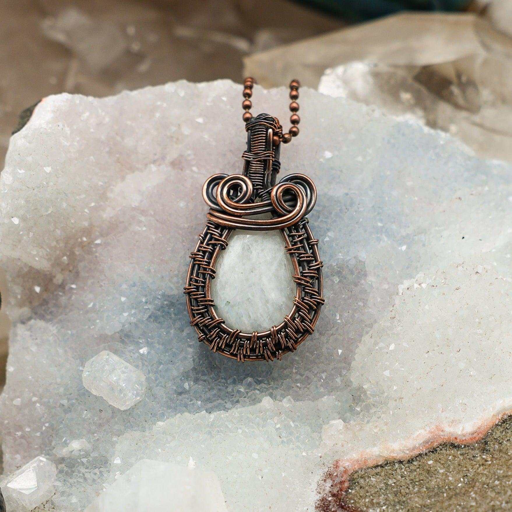 Moonstone Wire Wrap Crystal Pendant
