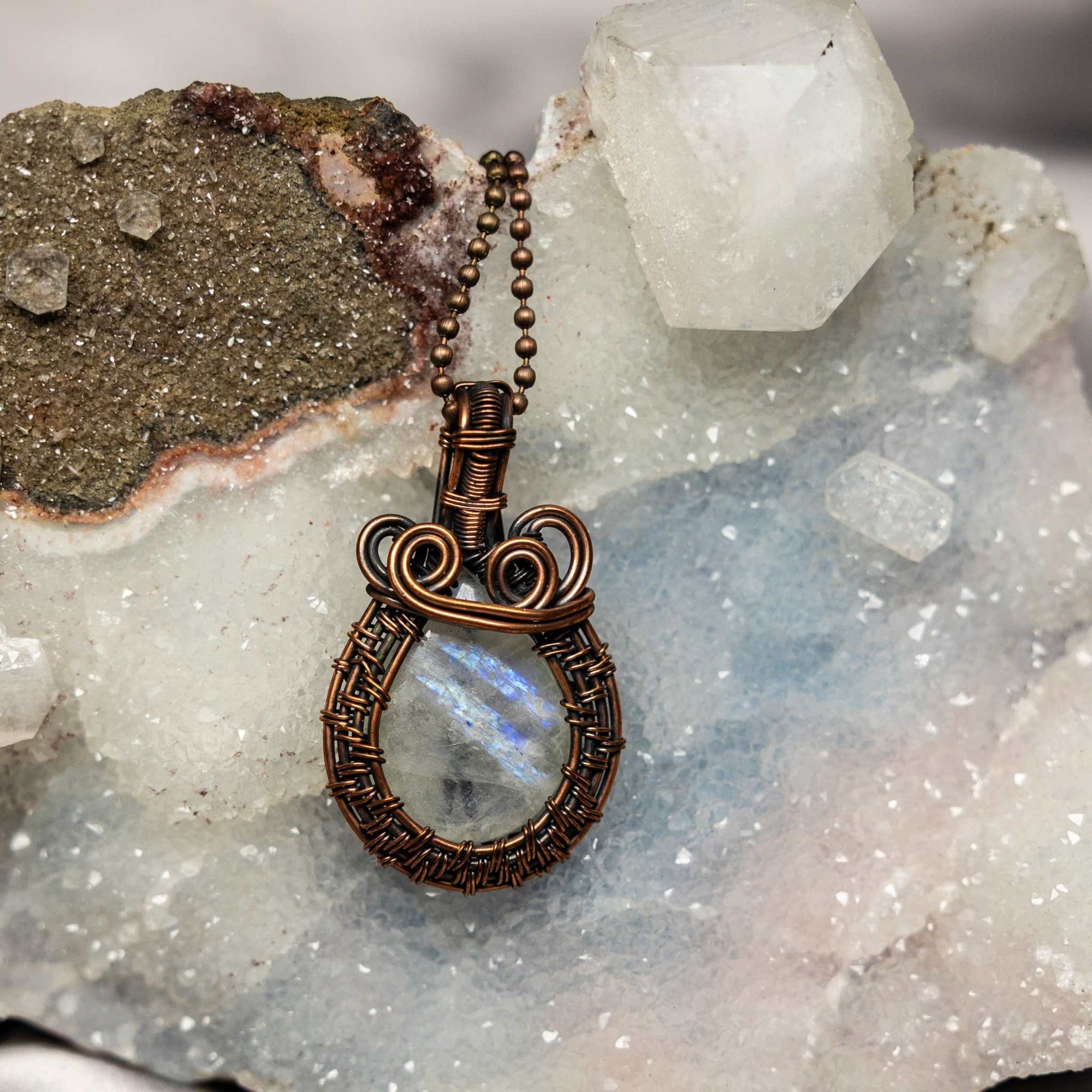 Moonstone Wire Wrap Crystal Pendant
