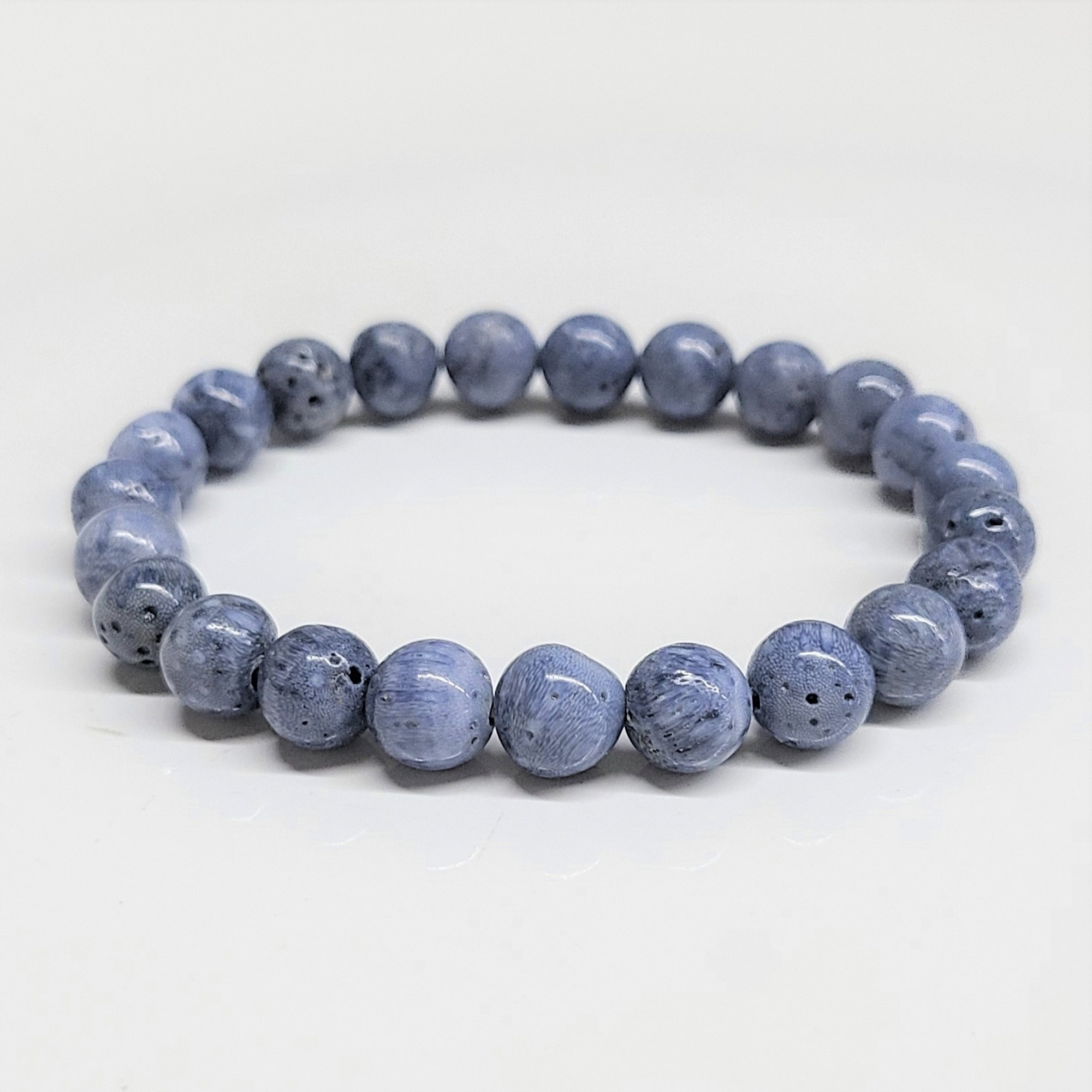 Blue Coral Natural Crystal Beaded Stretch Bracelet