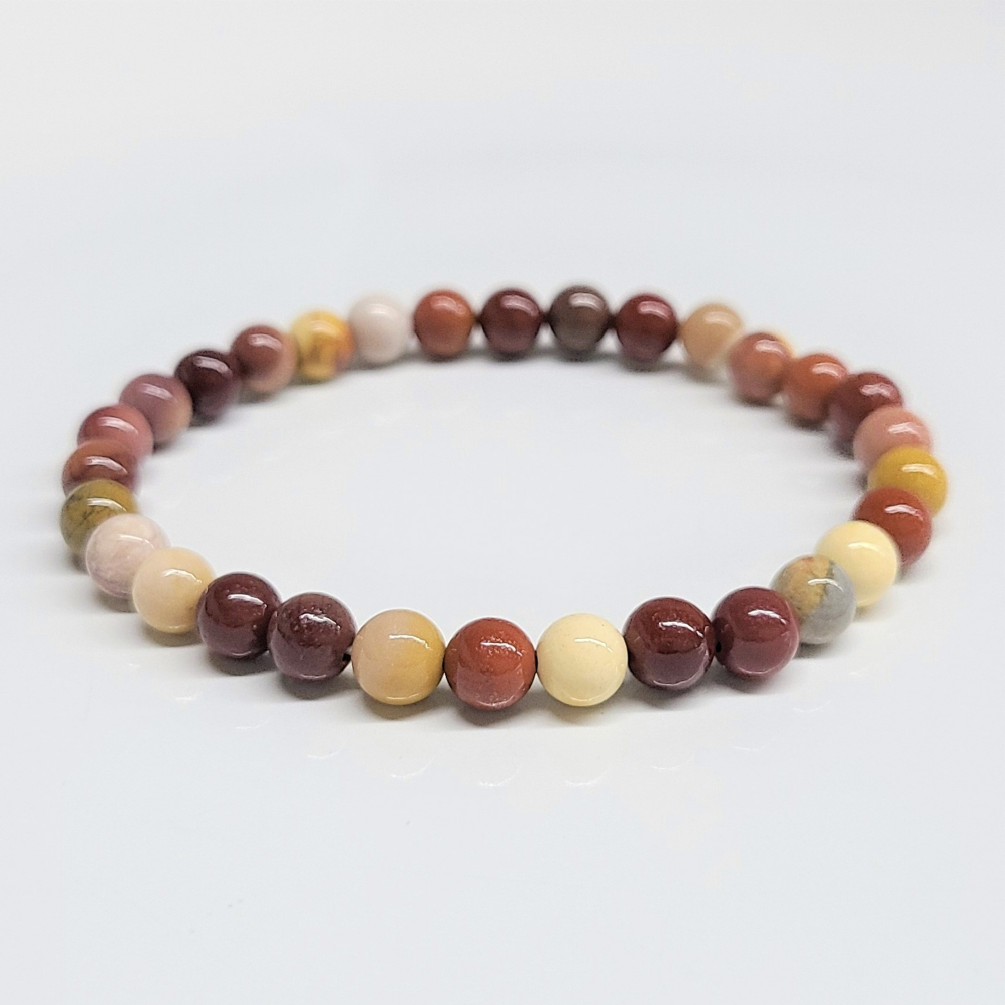 Mookaite Natural Crystal Round Bead Stretch Bracelet