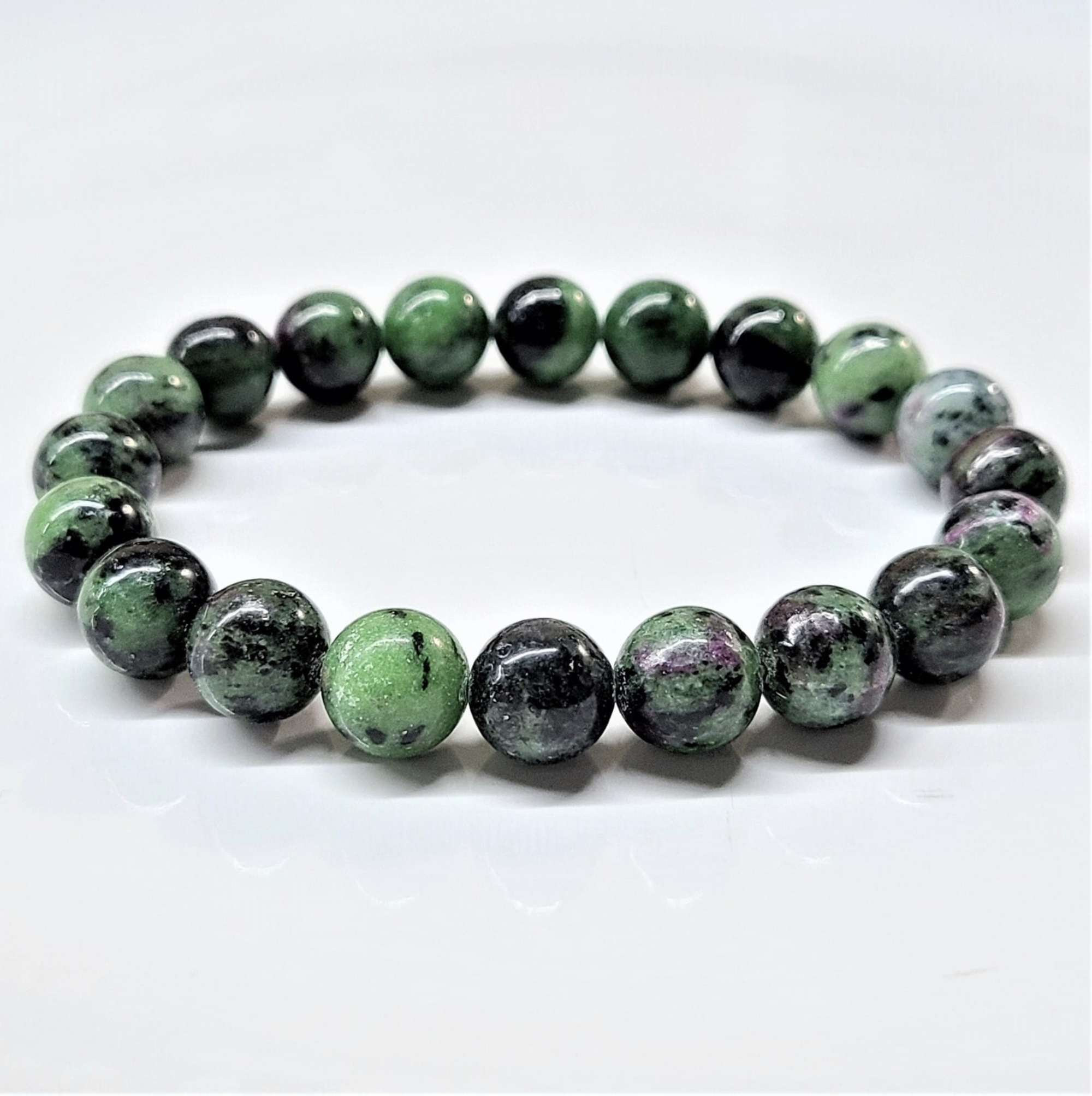 Ruby Zoisite Natural Crystal Round Bead Stackable Bracelet