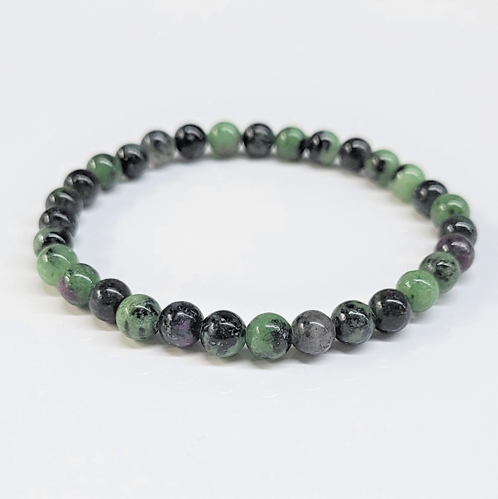 Ruby Zoisite Natural Crystal Round Bead Stackable Bracelet