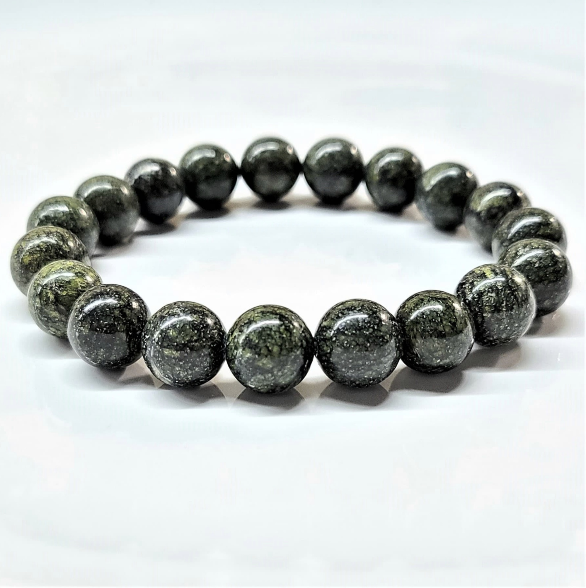 Serpentine round bead stackable bracelet for Kundalini awakening and spiritual grounding.