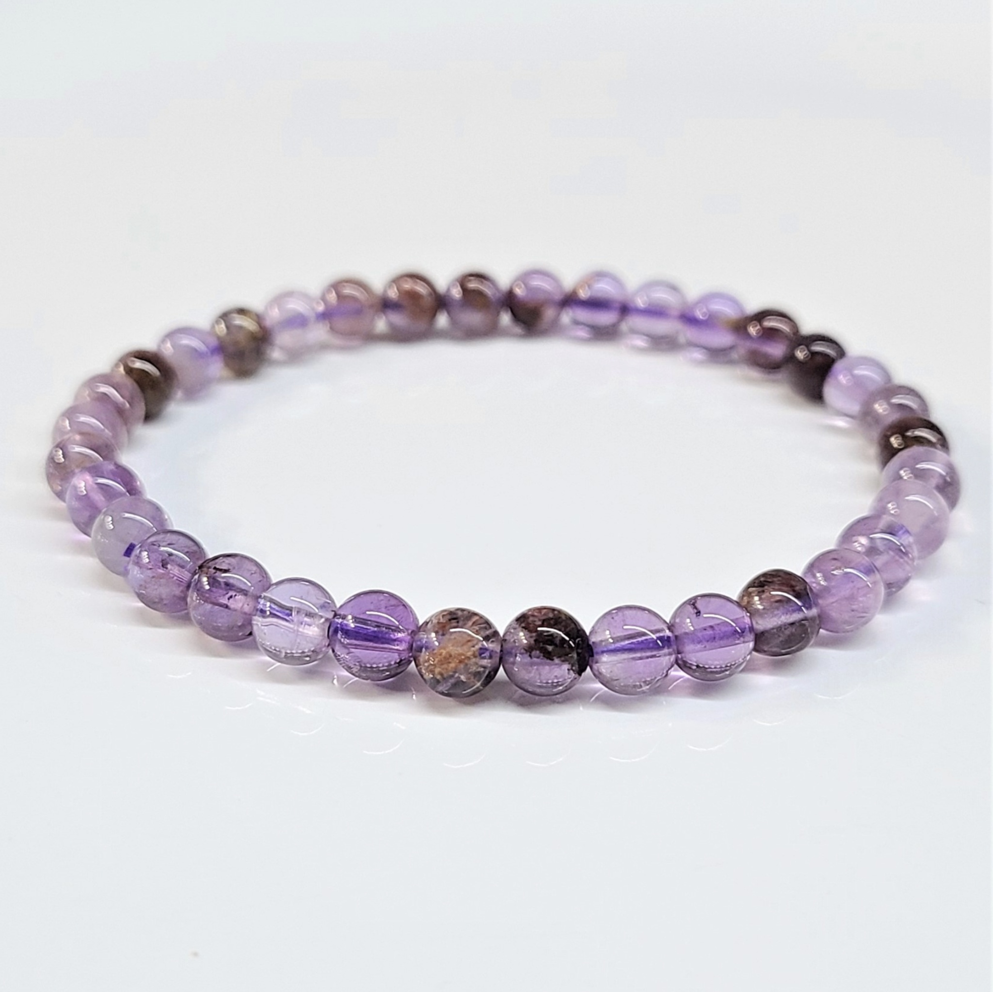 Super 7 Natural Crystal Round Bead Stretch Bracelet