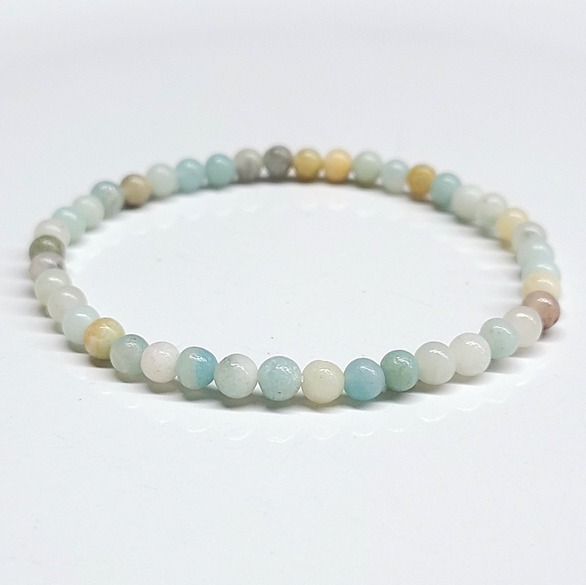 Amazonite Bracelet with 4mm beads in soothing green and blue tones.