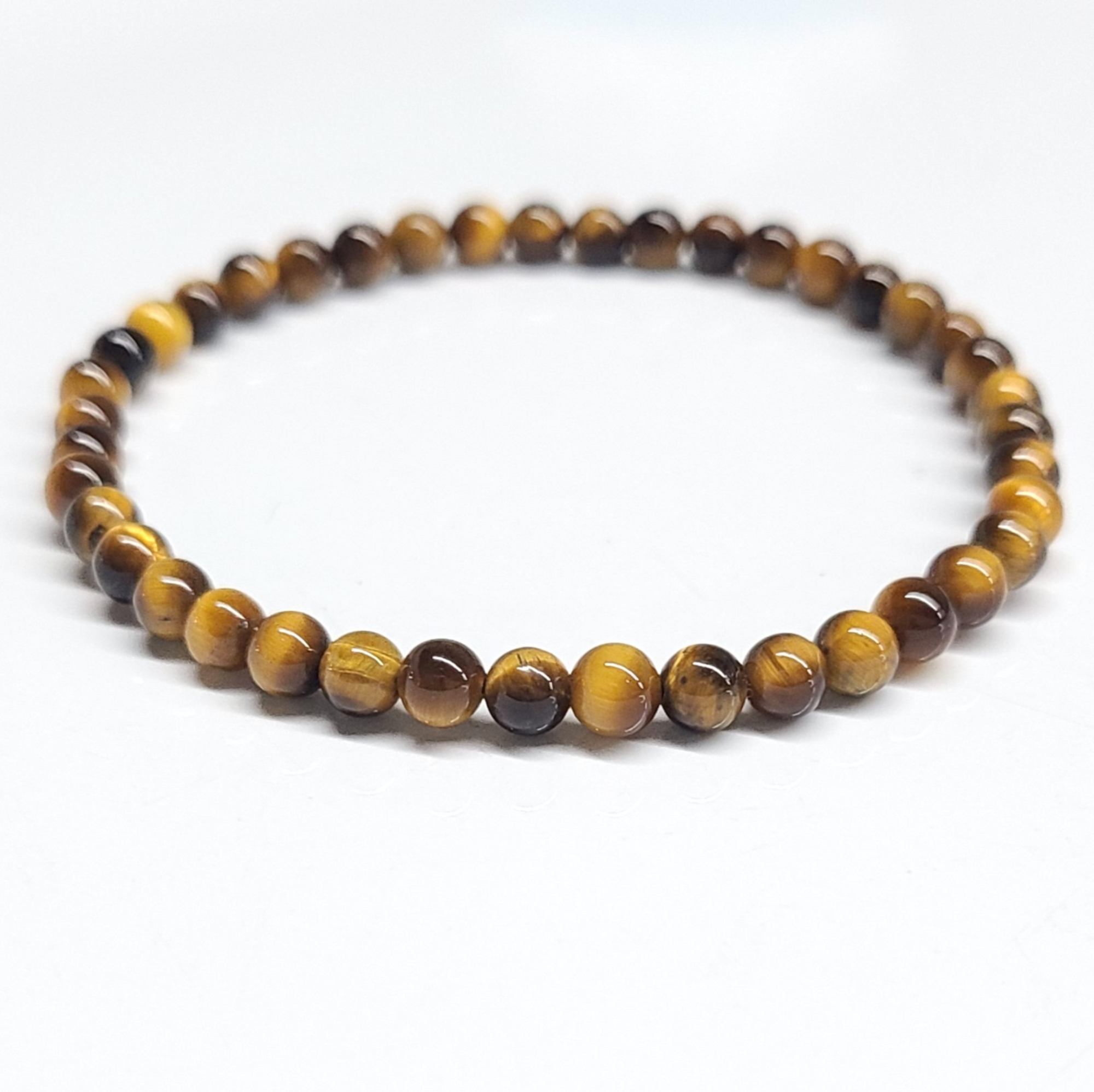 Tiger Eye Bracelet with 4mm beads for emotional clarity and balance.