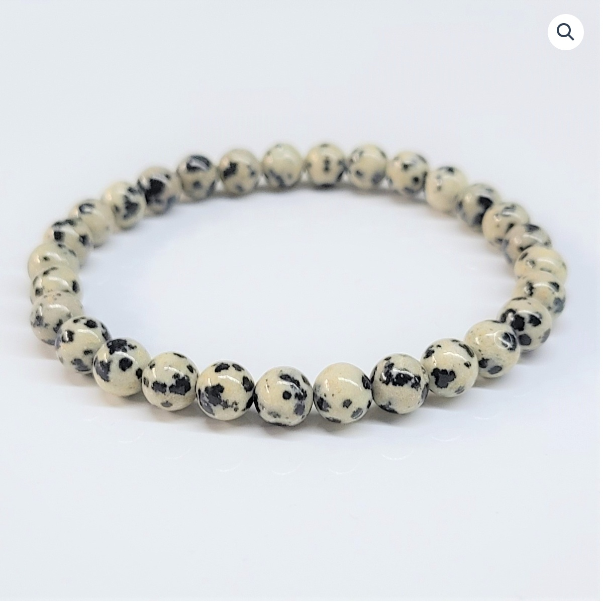 Dalmatian Jasper Natural Crystal Round Bead Stackable Bracelet