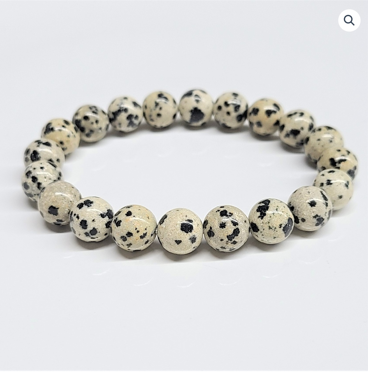 Dalmatian Jasper Natural Crystal Round Bead Stackable Bracelet