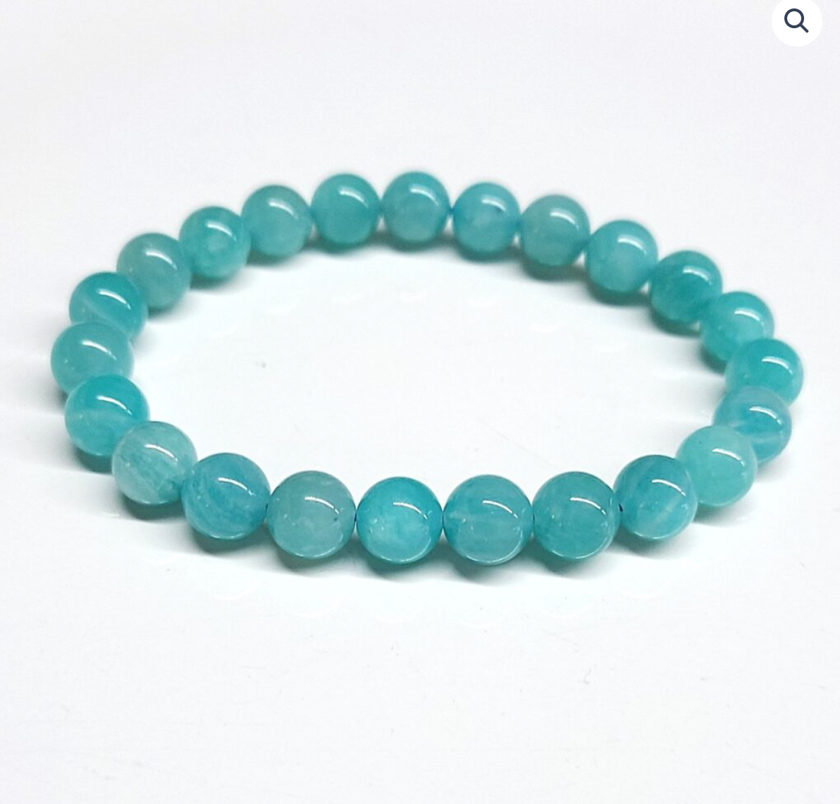 Amazonite (AA) round bead stackable bracelet with 8mm polished blue-green stones for calming and truthful energy