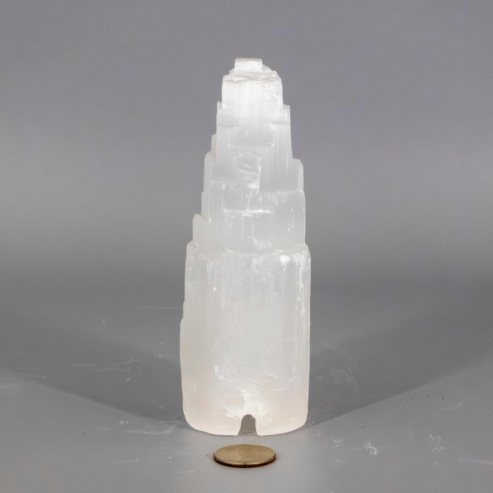 Selenite Carved Tower (drilled for LED light)