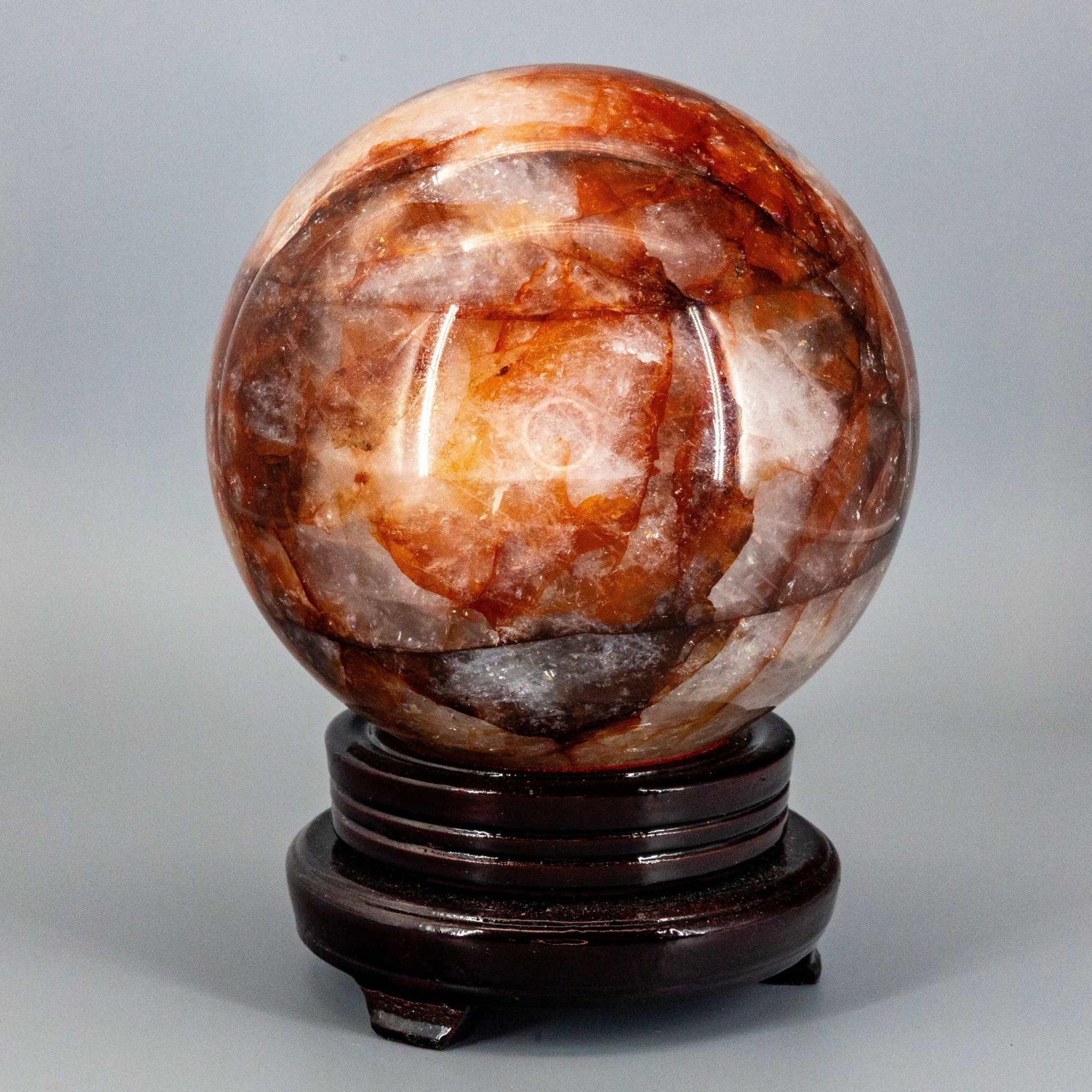 Stunning 15 Pound Hematoid “Fire” Quartz Sphere w/ Stand 158mm