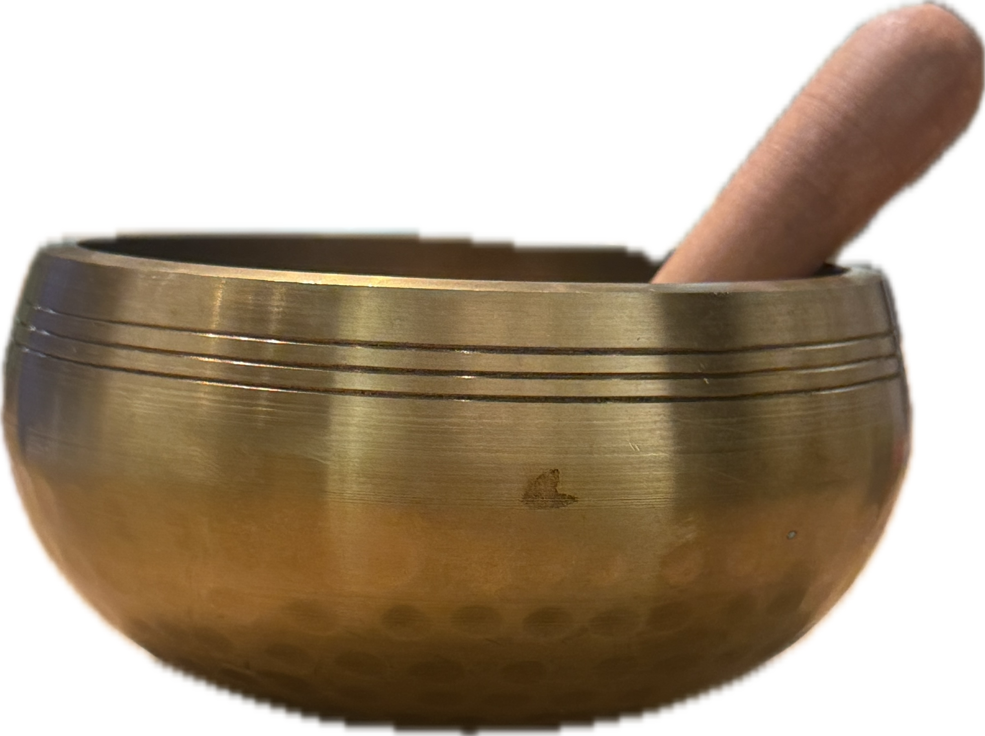 Tibetan Singing Bowl 5" Hand Hammered Gold with Mallet.