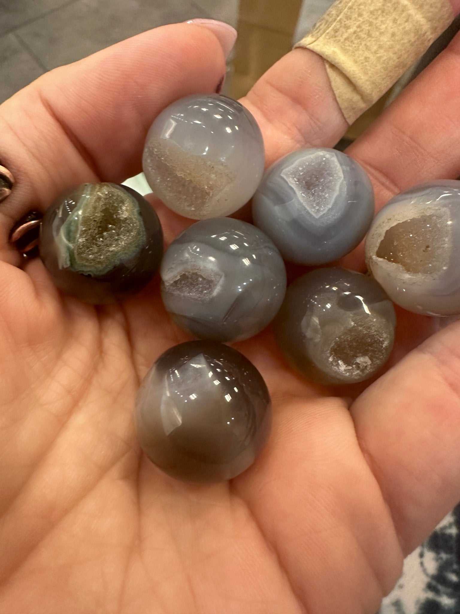 Agate Geode Pocket Sphere - Sacred Crystals Tumbled Stones