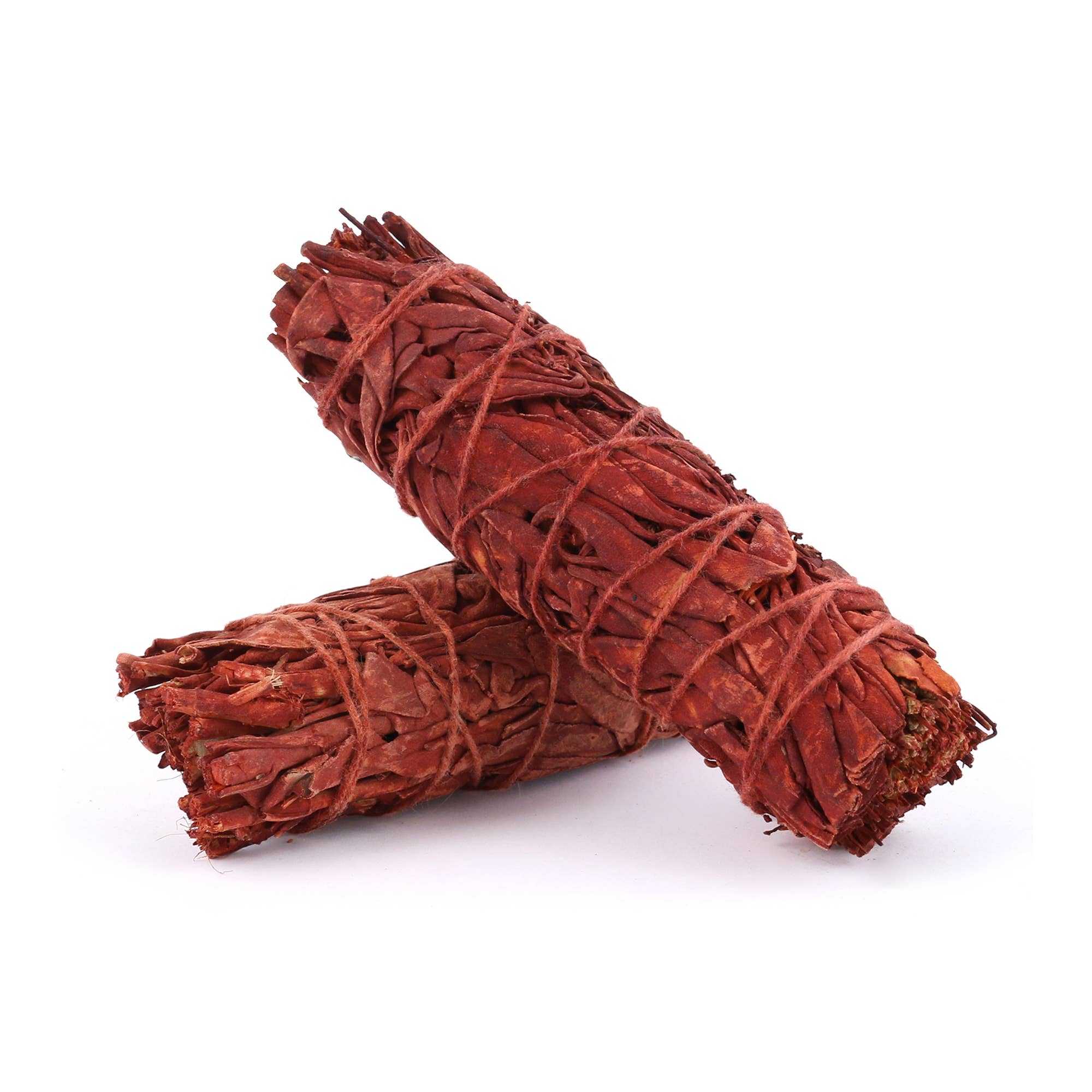 Dragon's Blood Sage smudge stick, 6 inches, wrapped in red resin for protection and meditation.