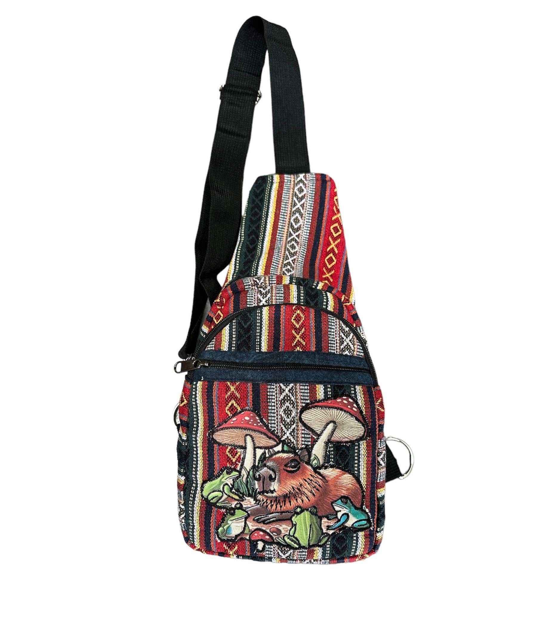 Capybara Frog & Mushroom Crossbody Side Bag