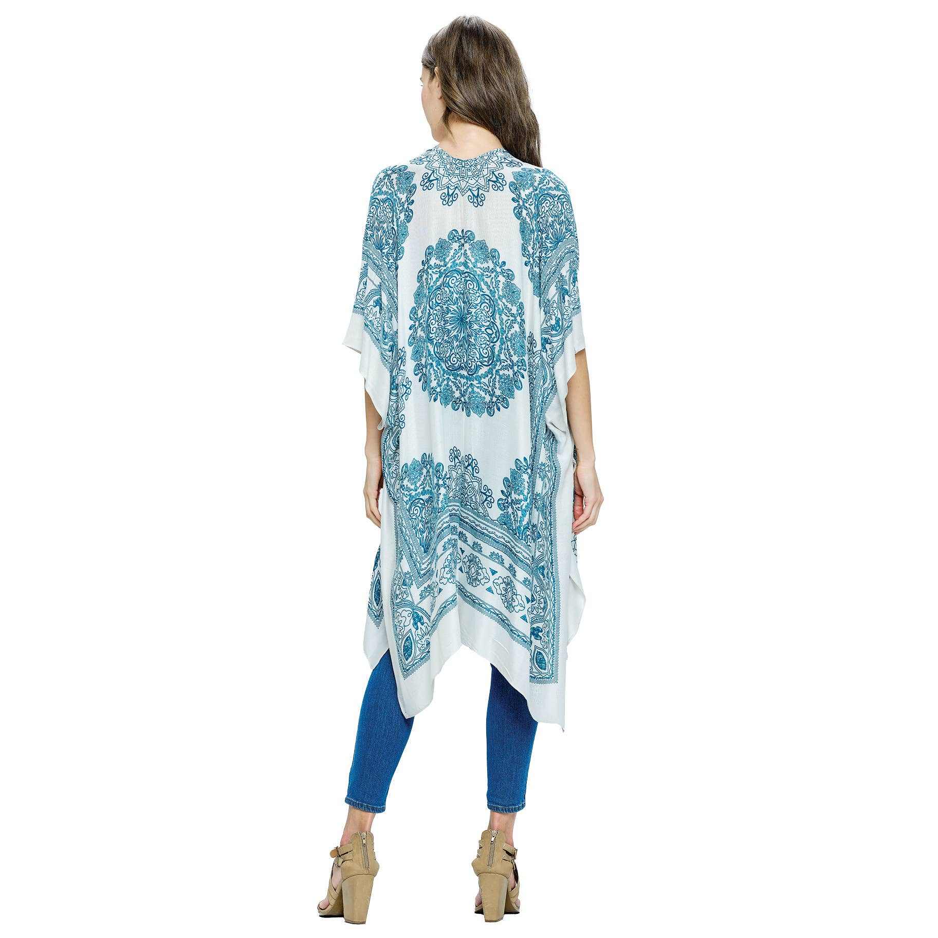 Bohemian Teal Kimono Cover Up