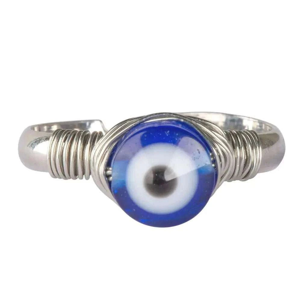 Evil Eye Adjustable Ring - Sacred Crystals Rings