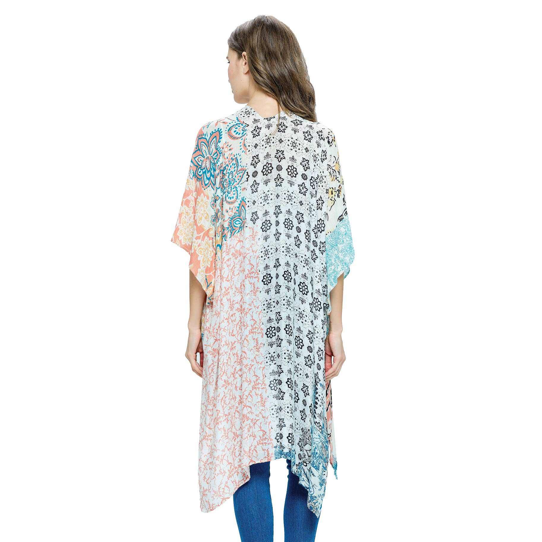 Multi-Colored Boho Floral Kimono Cover Up