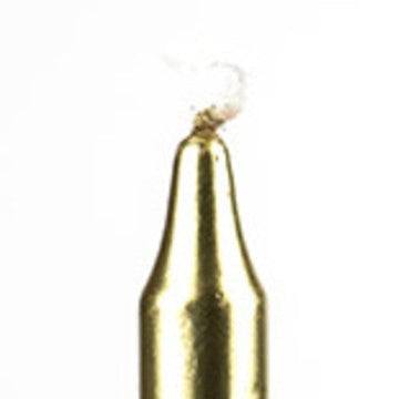 Gold-colored candle on a white background