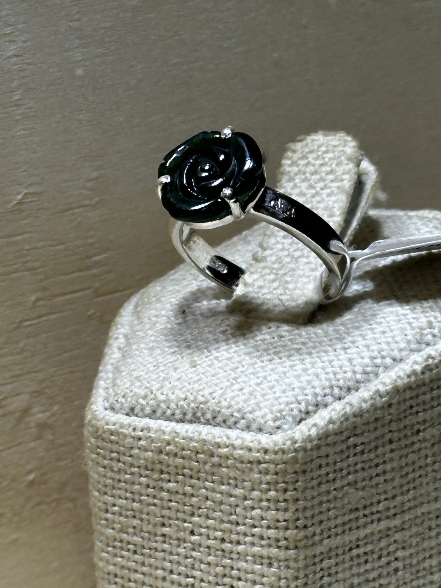 Green Tourmaline Flower Ring (03.0048) - Sacred Crystals Rings