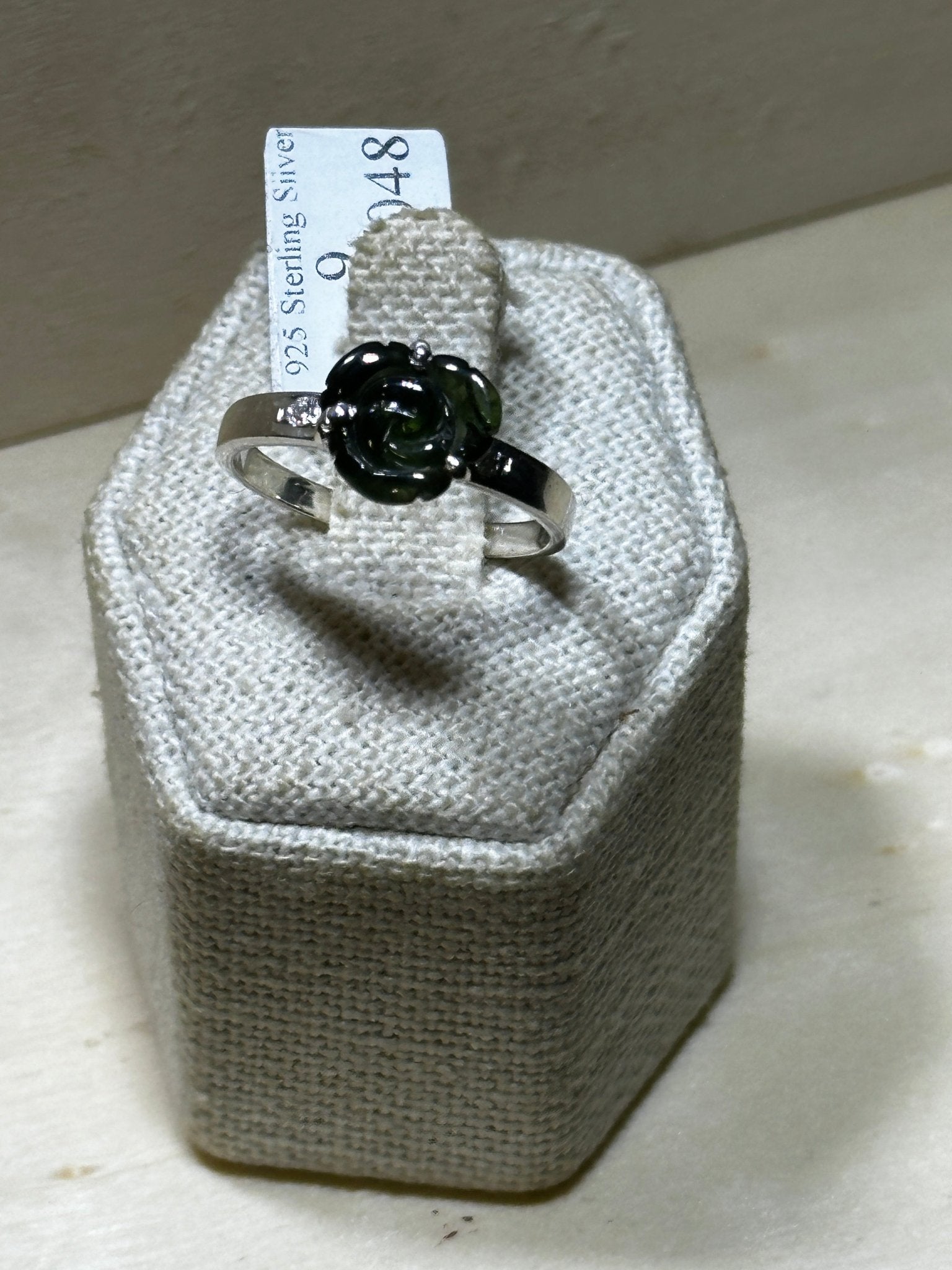 Green Tourmaline Flower Ring (03.0048) - Sacred Crystals Rings