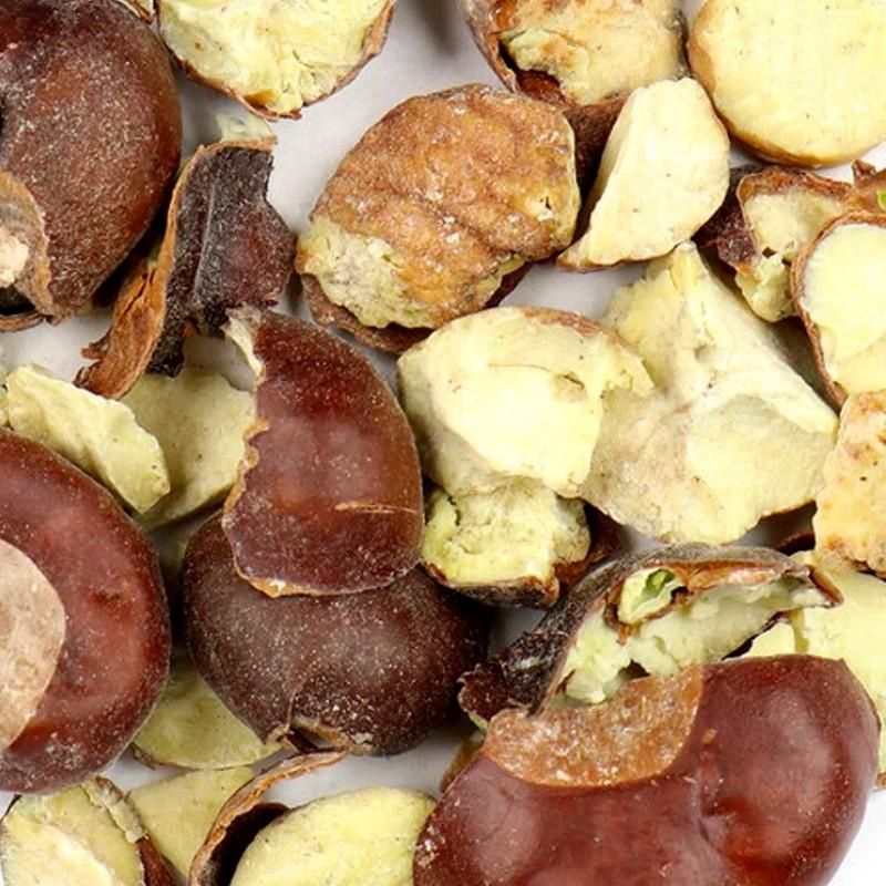 Cracked horse chestnut pieces for magical and metaphysical use, 1oz package.