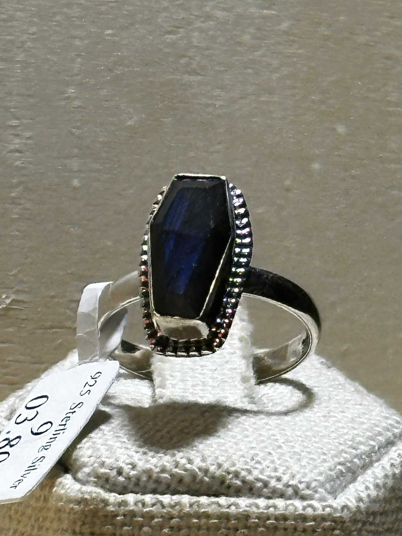 Labradorite Coffin Ring 9 (03.8032) - Sacred Crystals Rings