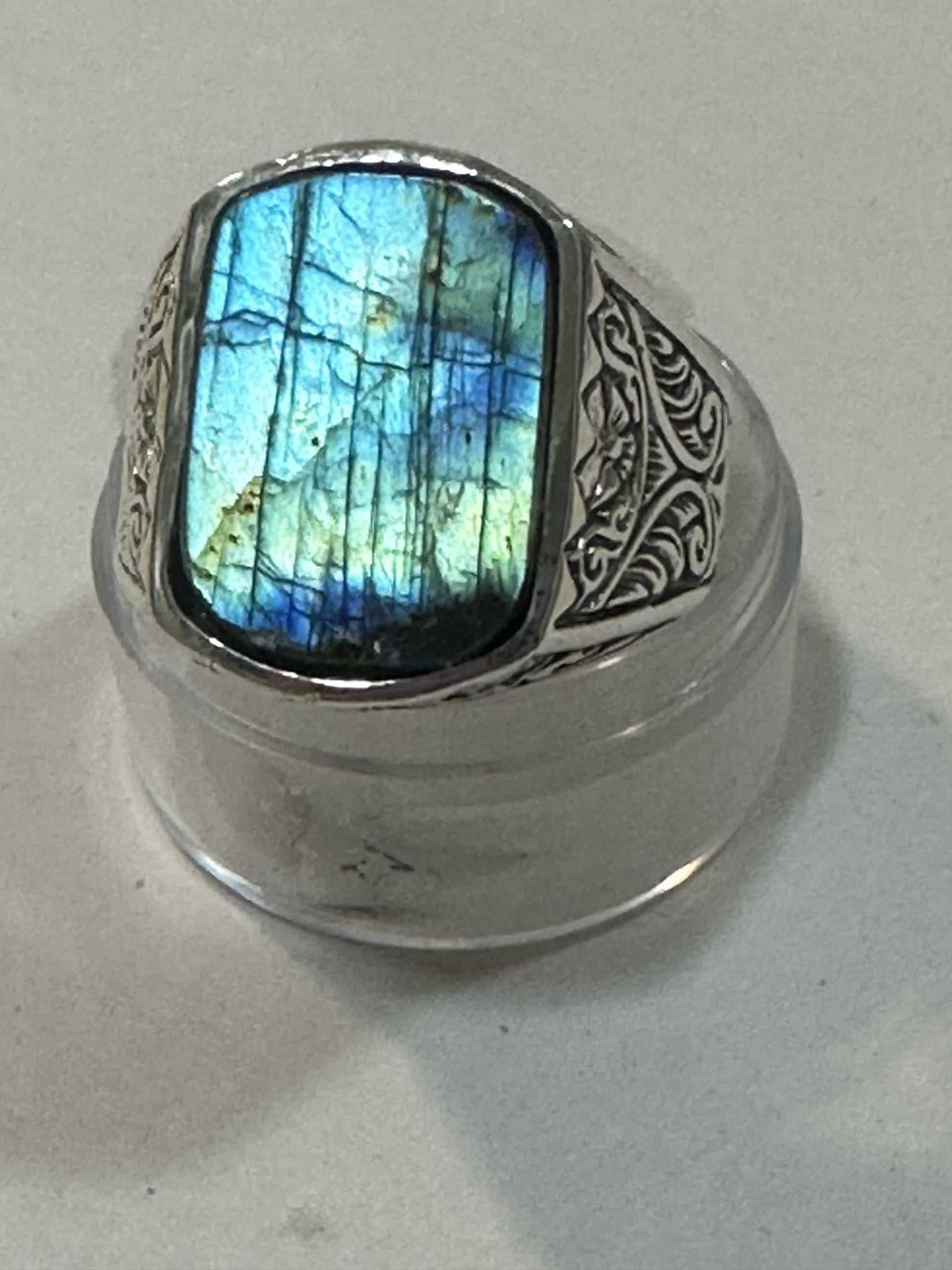 Labradorite Ring Size 12 "Blue Mt. Forest" - Sacred Crystals Rings