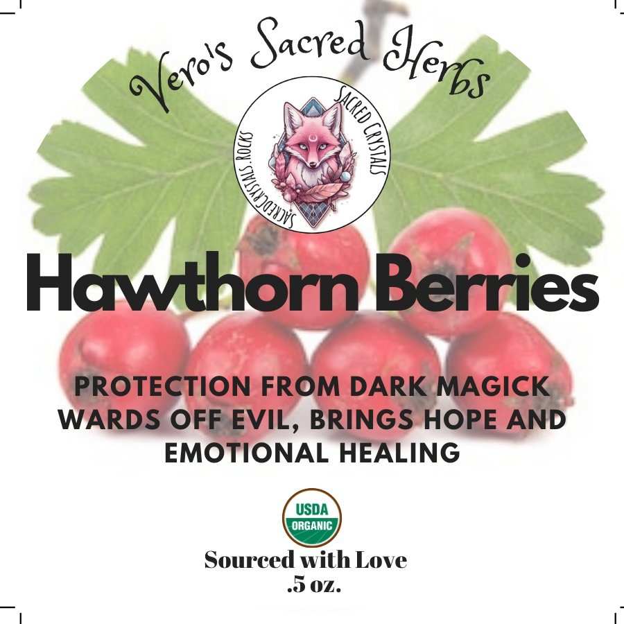 Organic Whole Hawthorn Berries - .5 oz - Sacred Crystals Herbs