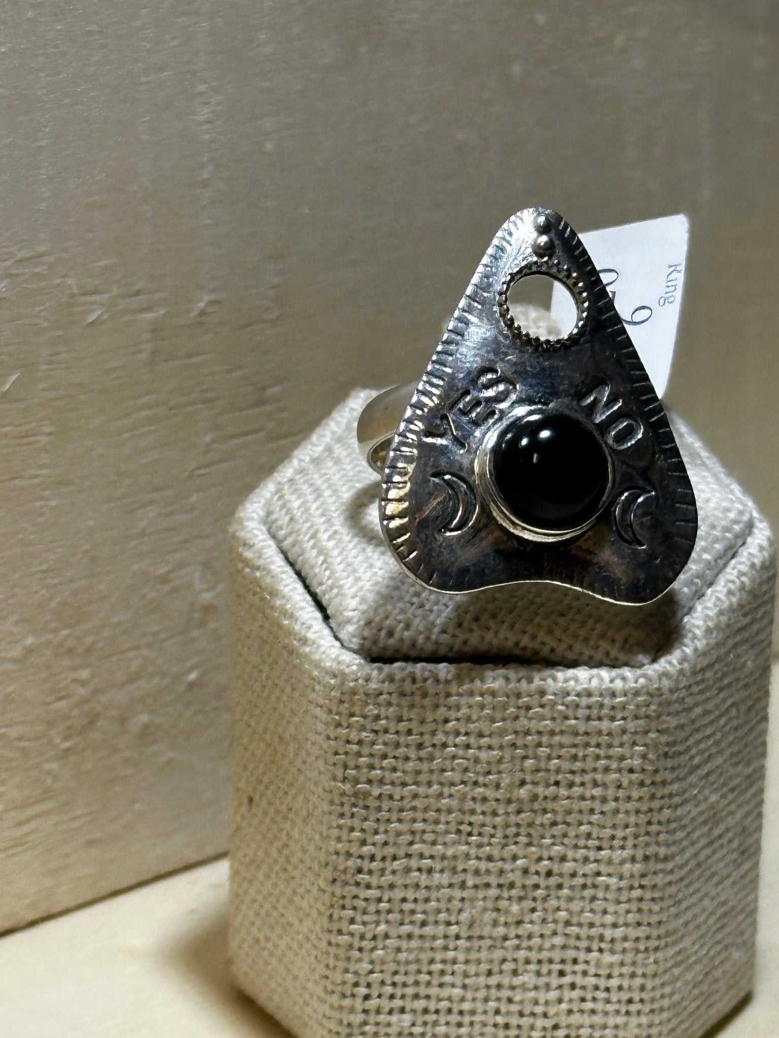 Ouija Black Onyx Ring Size 9 (07.0044) - Sacred Crystals Rings