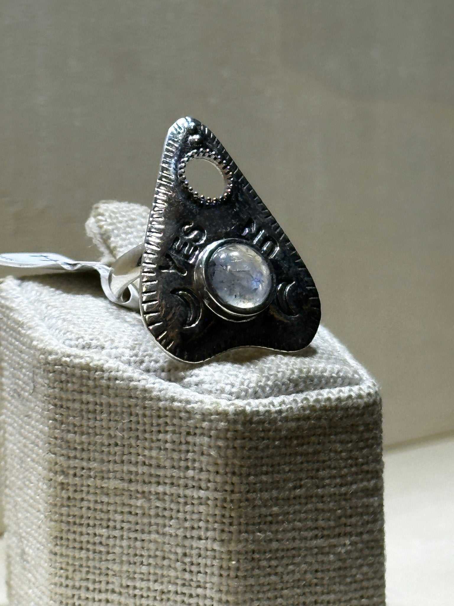 Ouija Rainbow Moonstone Ring (07.2044) - Sacred Crystals Rings