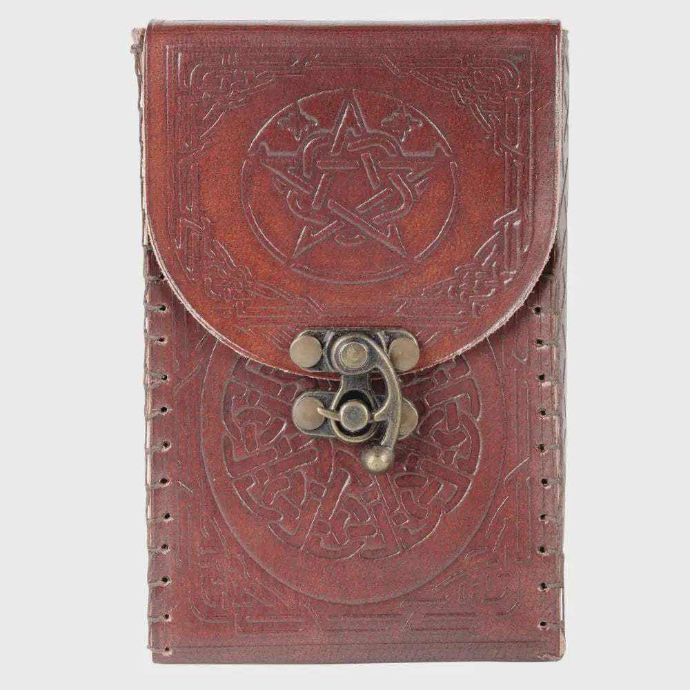 Pentagram Tarot Card Holder (Leather) - Sacred Crystals Sacred Book Store