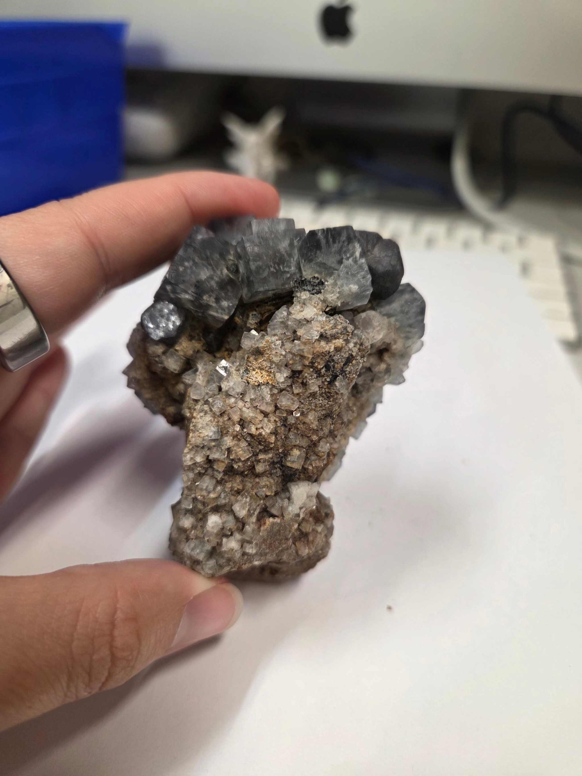 Green Fluorite Specimen with Galena inclusions (Shadow of the Seer)