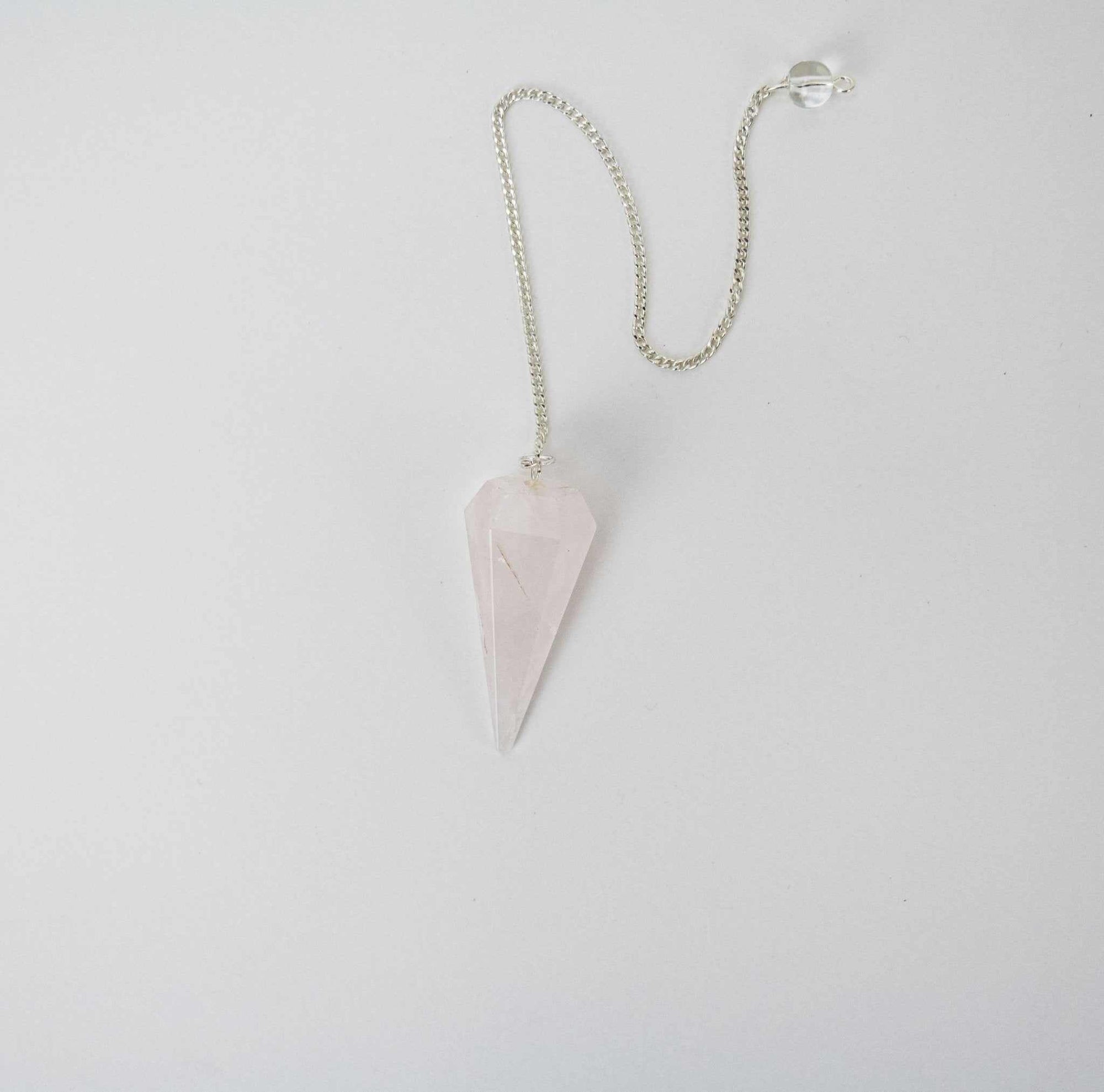 Rose Quartz Pendulum 6 sided point - Sacred Crystals Pendulums