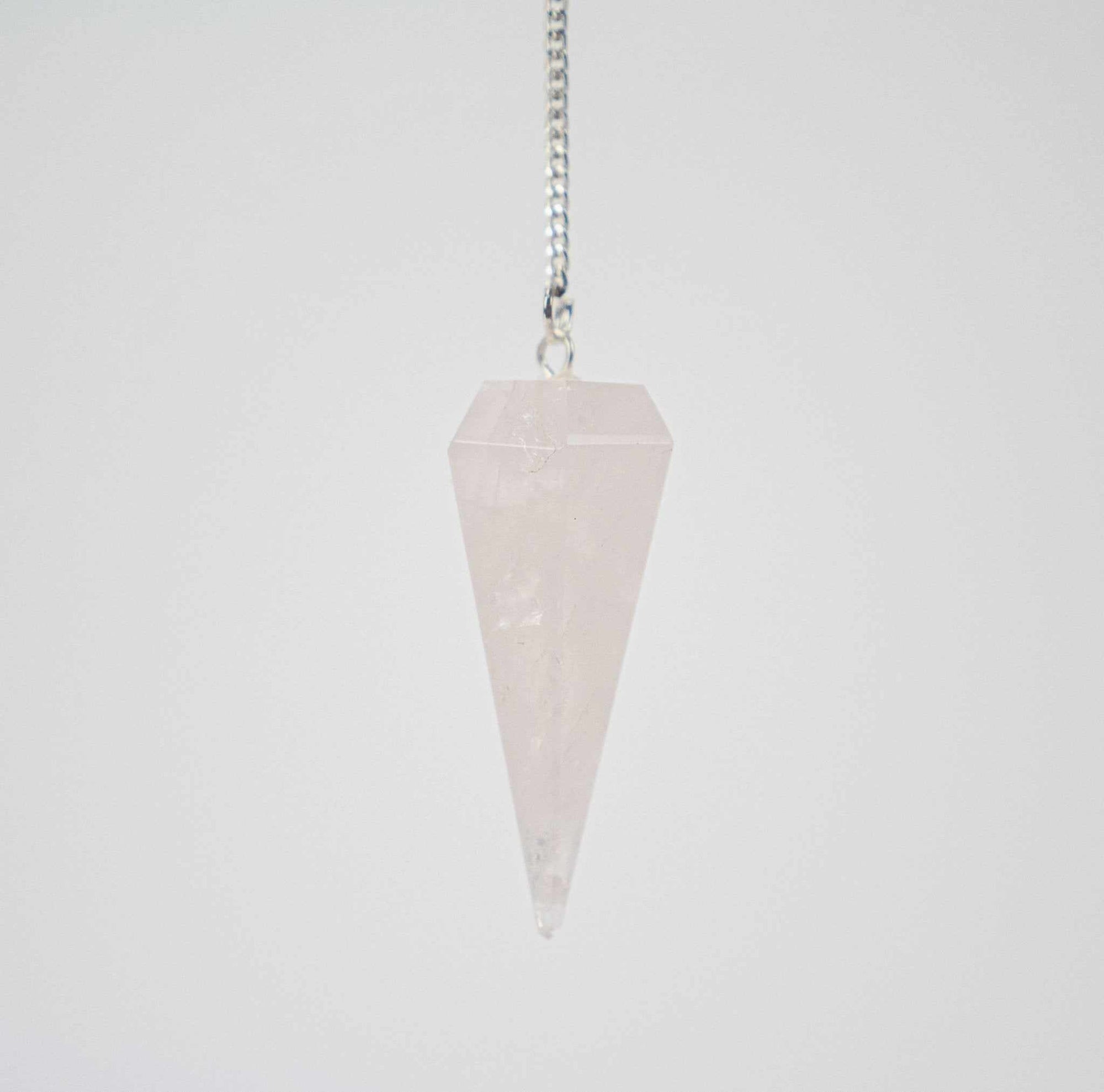 Rose Quartz Pendulum 6 sided point - Sacred Crystals Pendulums