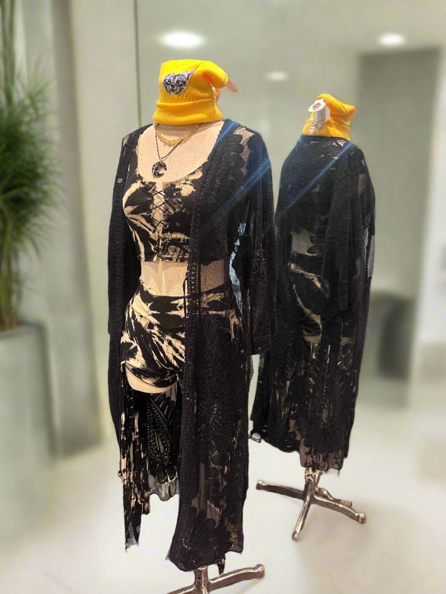 Sheer Lace Front Tie Kimono - Sacred Crystals Apparel