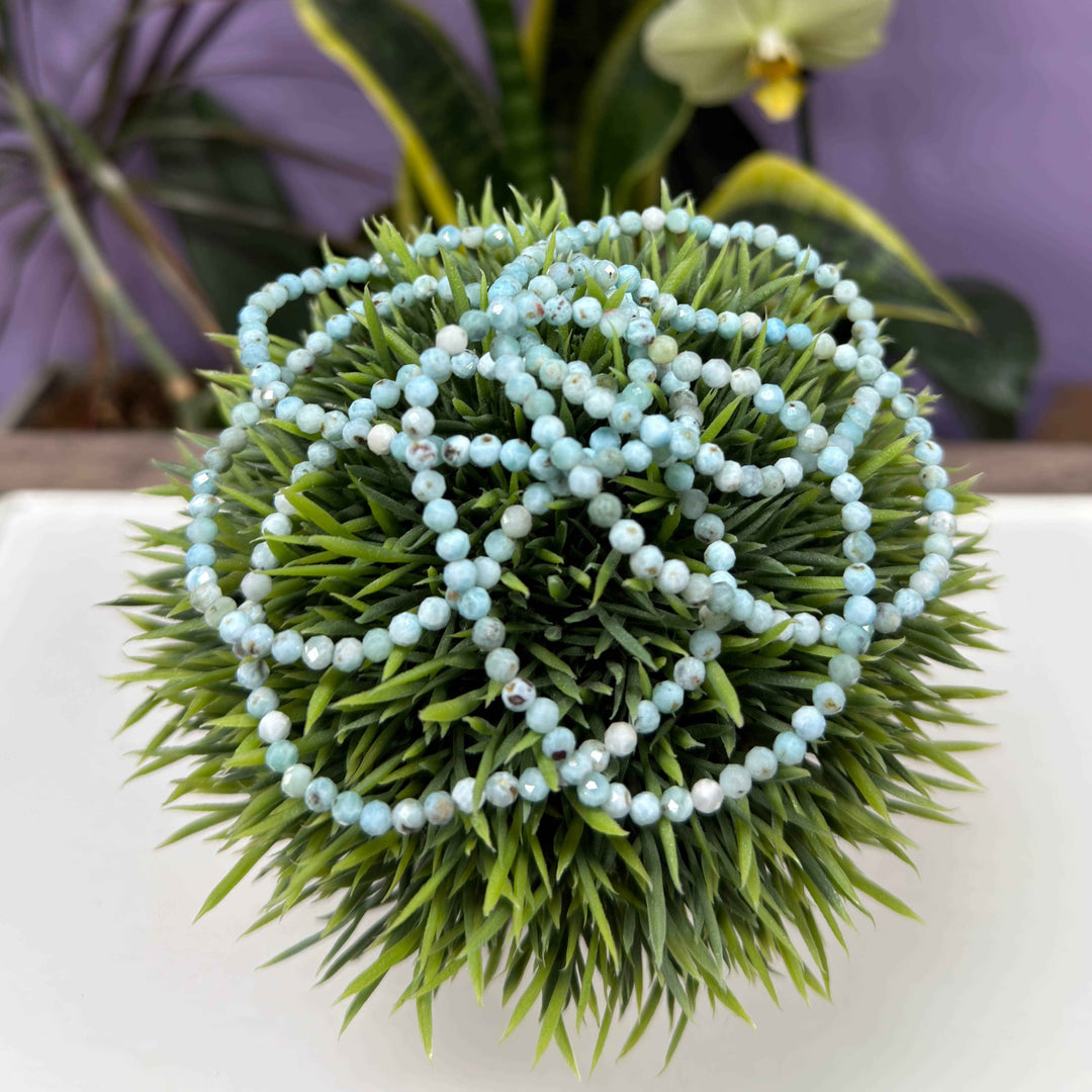 Wholesale Lot 6 Pcs 4mm Larimar Faceted Stretch Bracelet