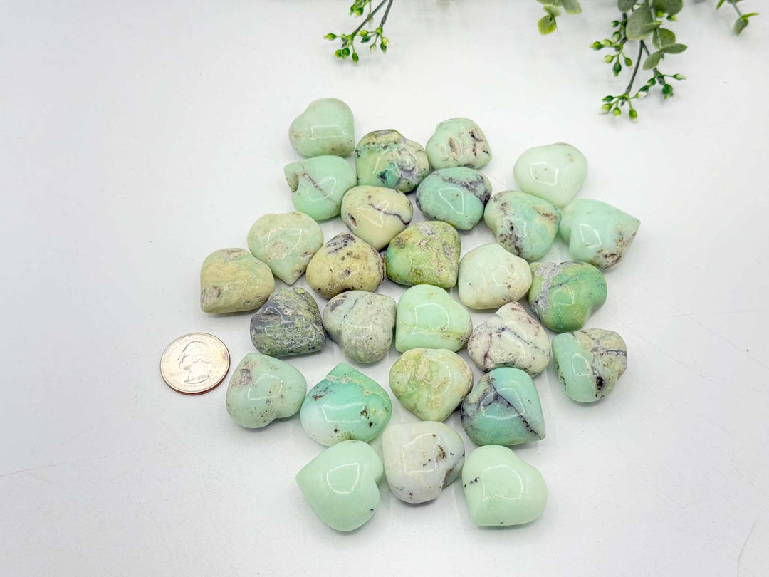 Mini Chrysoprase Hearts