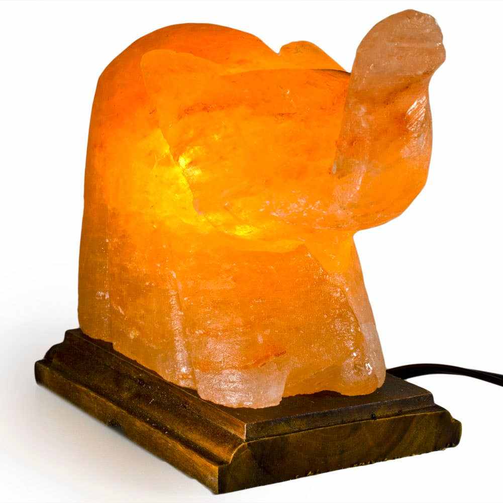 Elephant Shaped Salt Lamp  - 9&quot; avg. - Cord, Bulb, Dimmer