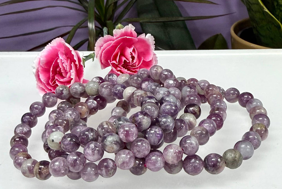 Lepidolite Mica A Round Bead Bracelet 8mm - Peaceful Mind