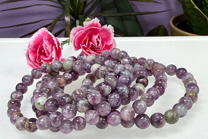 Lepidolite Mica A Round Bead Bracelet 8mm - Peaceful Mind