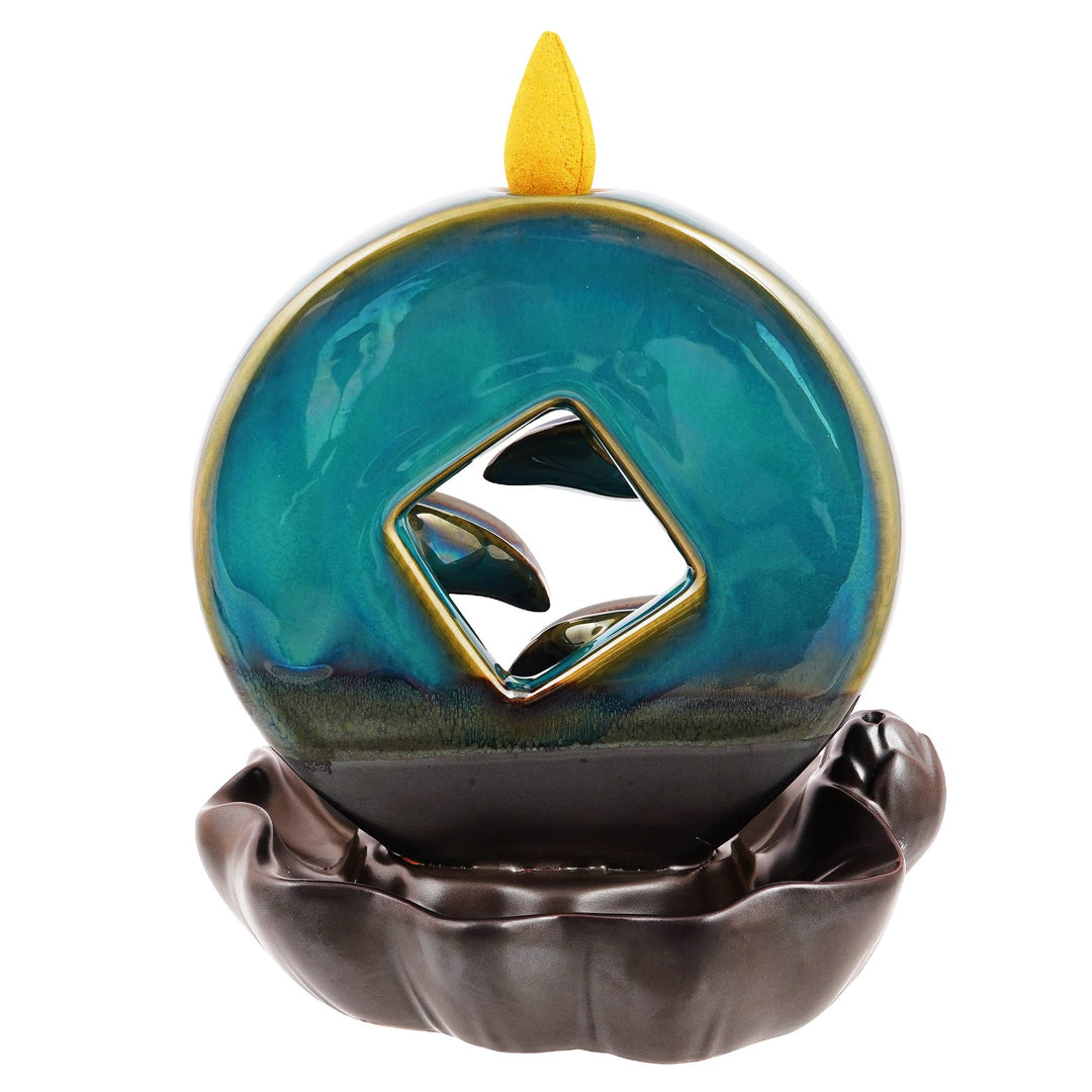 Cascading Waterfall Round Ceramic Backflow Incense Burner