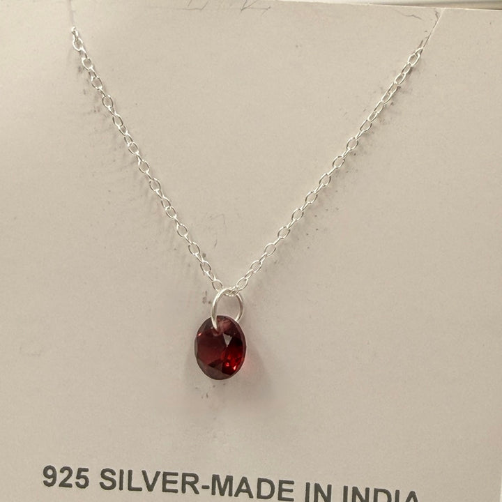 Sterling Silver Dainty Faceted Gemstone Necklace