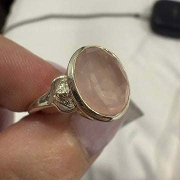 Rose Quartz Faceted Oval Ring – Sterling Silver – Size 6