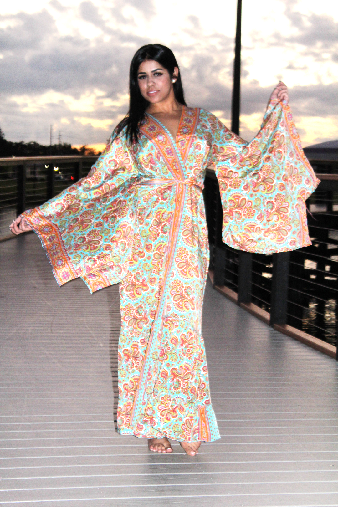 Celestial Muse Long-Sleeve Boho Duster Kimono